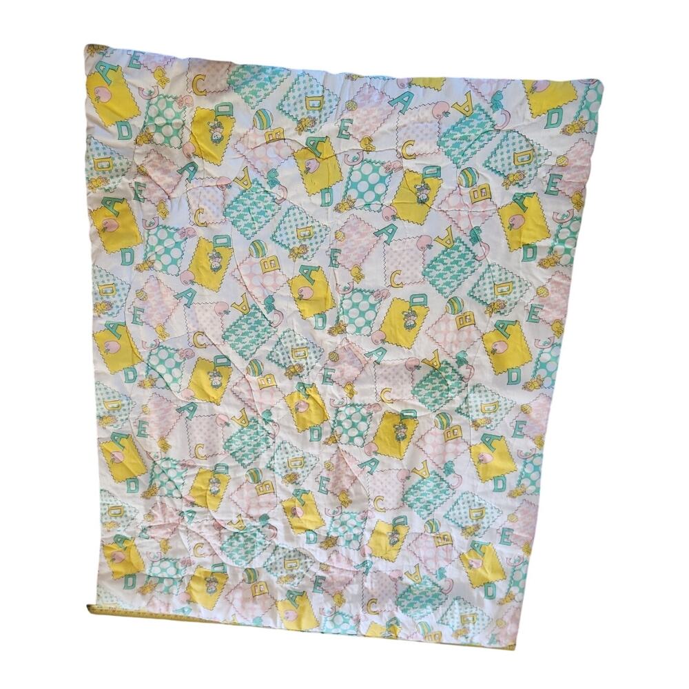 Vintage Quilted Crib Blanket ABC themed